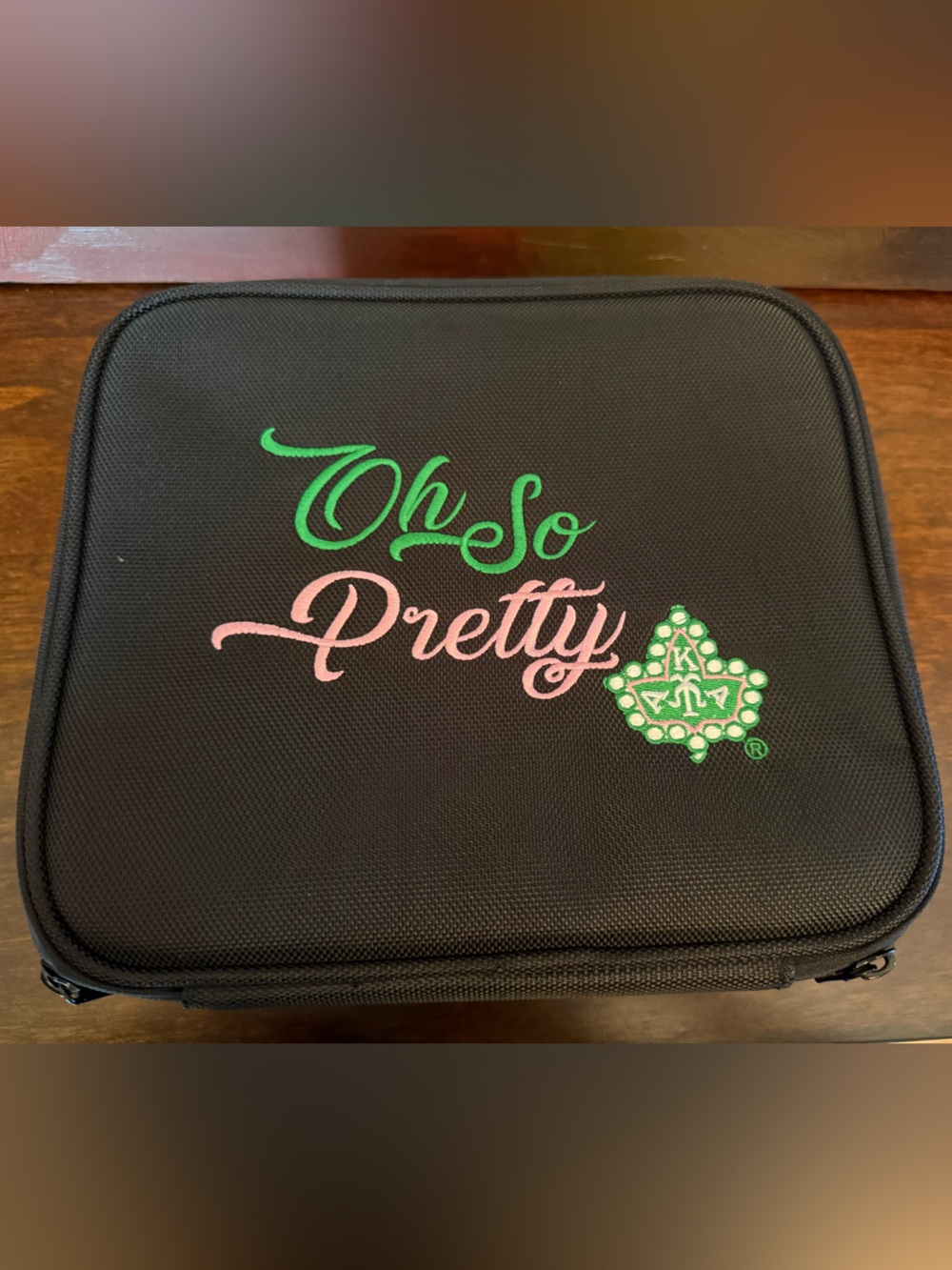 Black 'Yaloo Pretty' Embroidered Zip Case